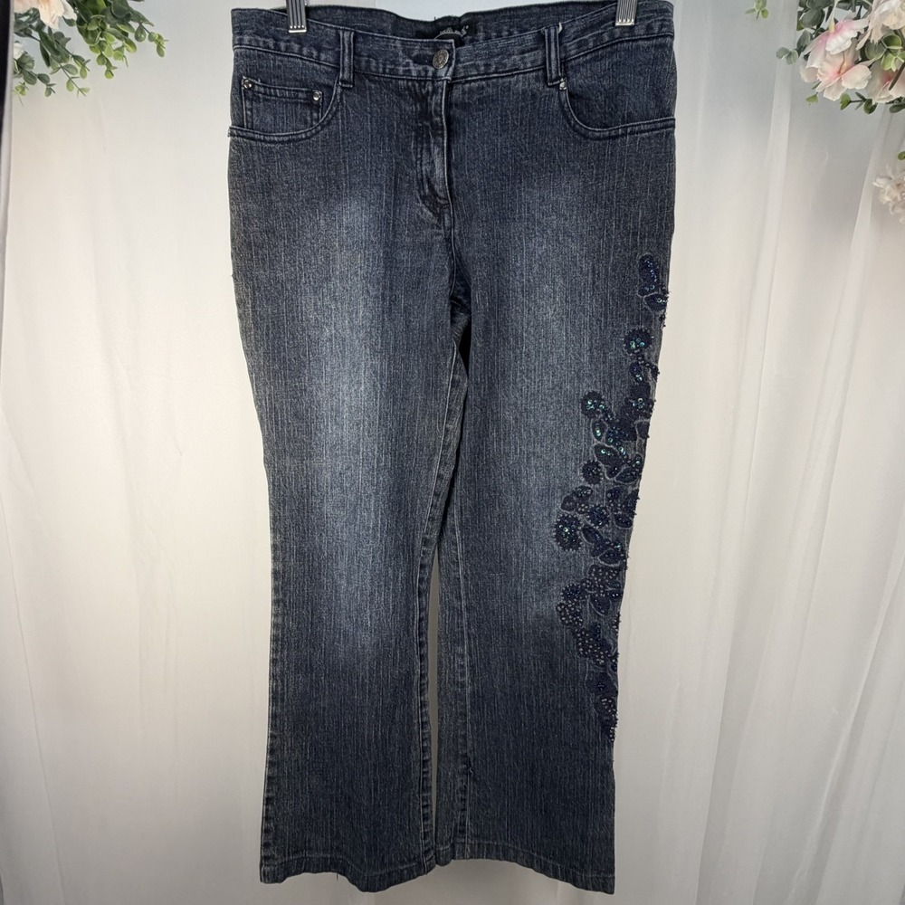 Willi Smith Women's Size 8 Beaded And Sequins Stretch Blue Jeans 30x28